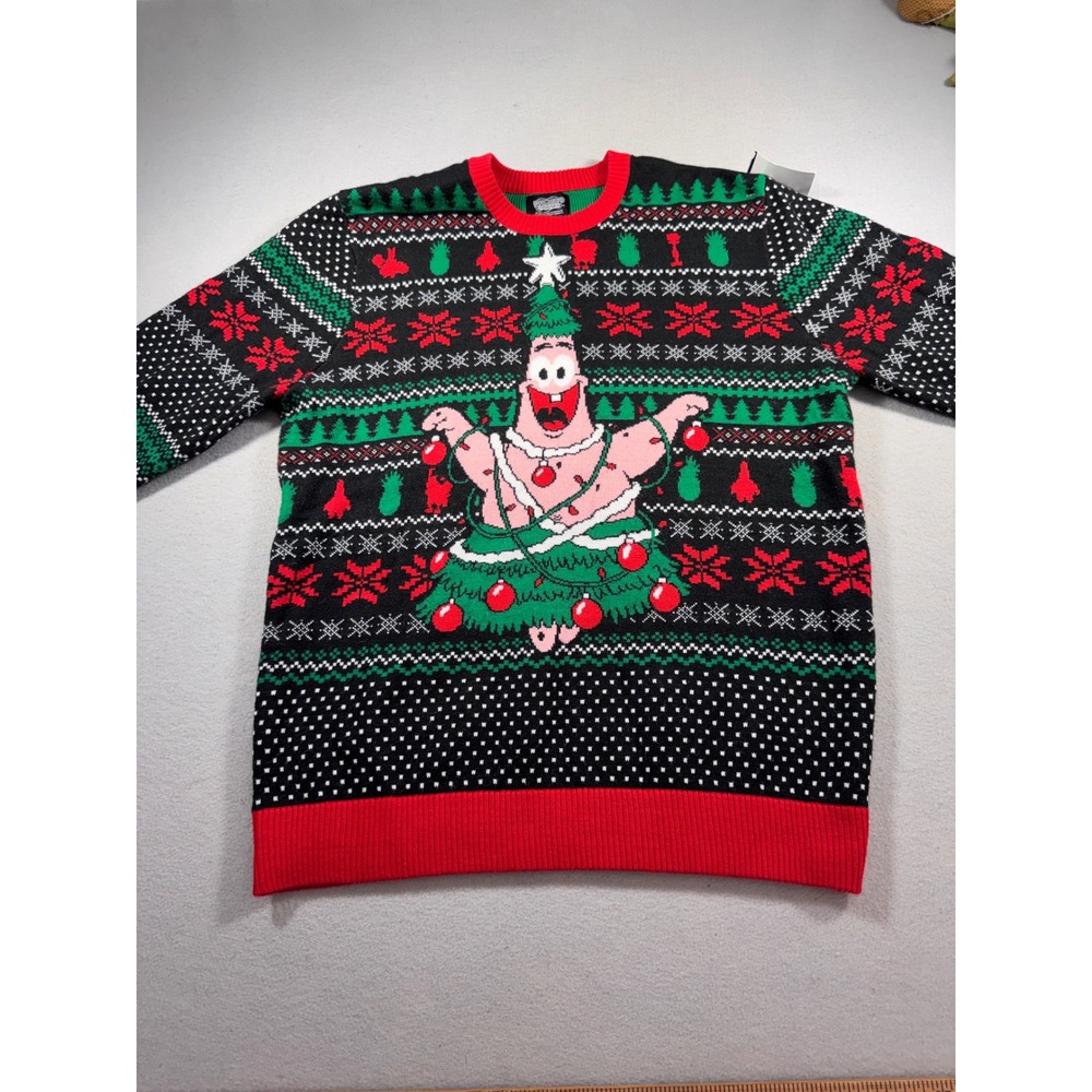 SpongeBob SquarePants Patrick Star Ugly Christmas Sweater Mens XL Holiday Knit